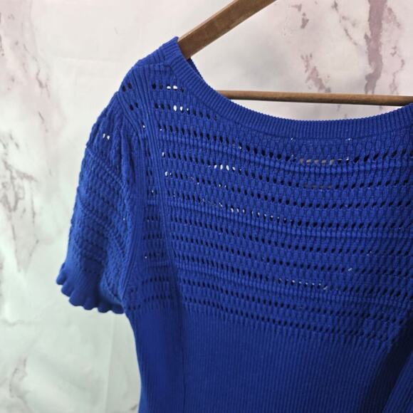 Maeve Dress Womens Large P Royal Blue Knit Ruffle Promenade Crochet - Picture 6 of 10
